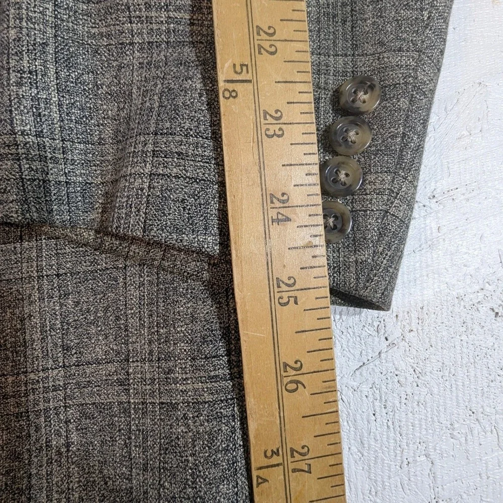 Jack Victor‎ Montreal Wool Blazer 43L Gray Plaid Sport Coat READ